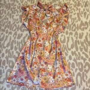 Altar'd State Floral Mini Dress - Pink and Orange